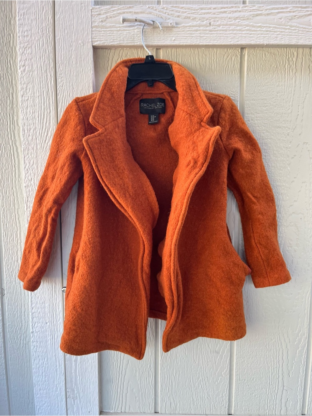 Rachel Zoe Burnt Orange Wool-Blend Open Front Peacoat